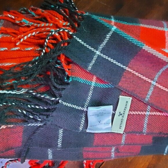 Mackenzie cHilds fabric scarf designer 50x60 red plaid - Picture 2 of 2